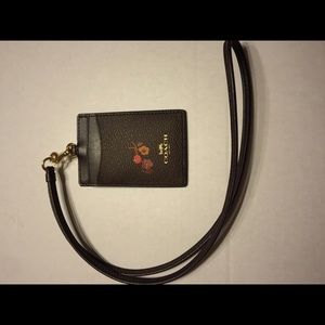 Coach ID Lanyard Oxblood with Baby Bouquet Print